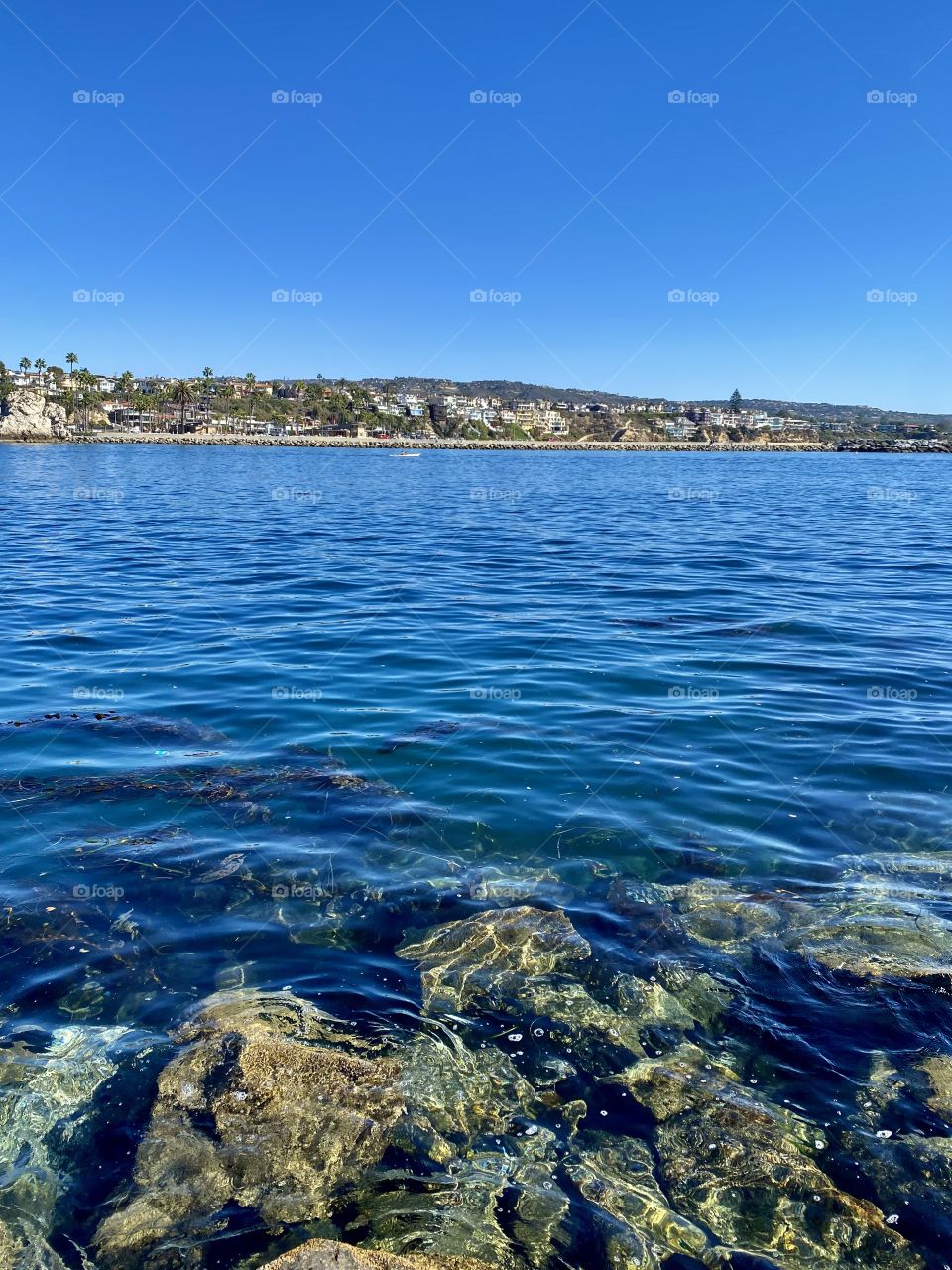 View of Corona del Mar from the Newport Beach Jetty 