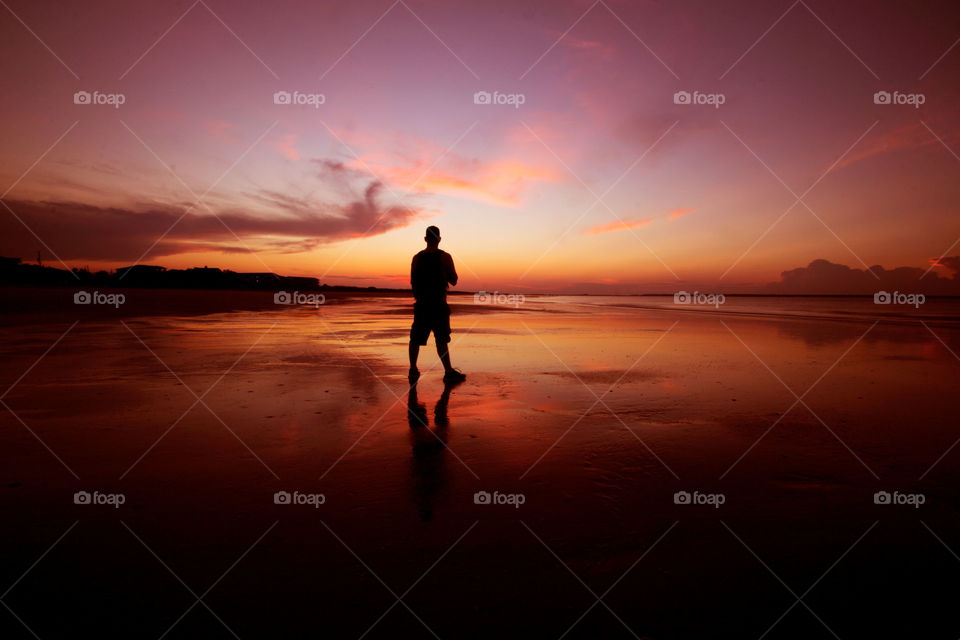 Sunset orange beach 