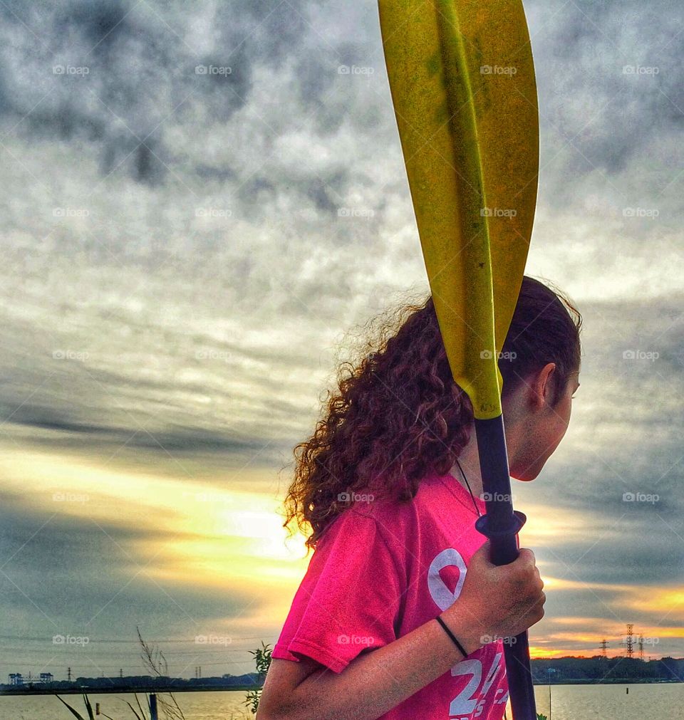 Sunset paddle boarding