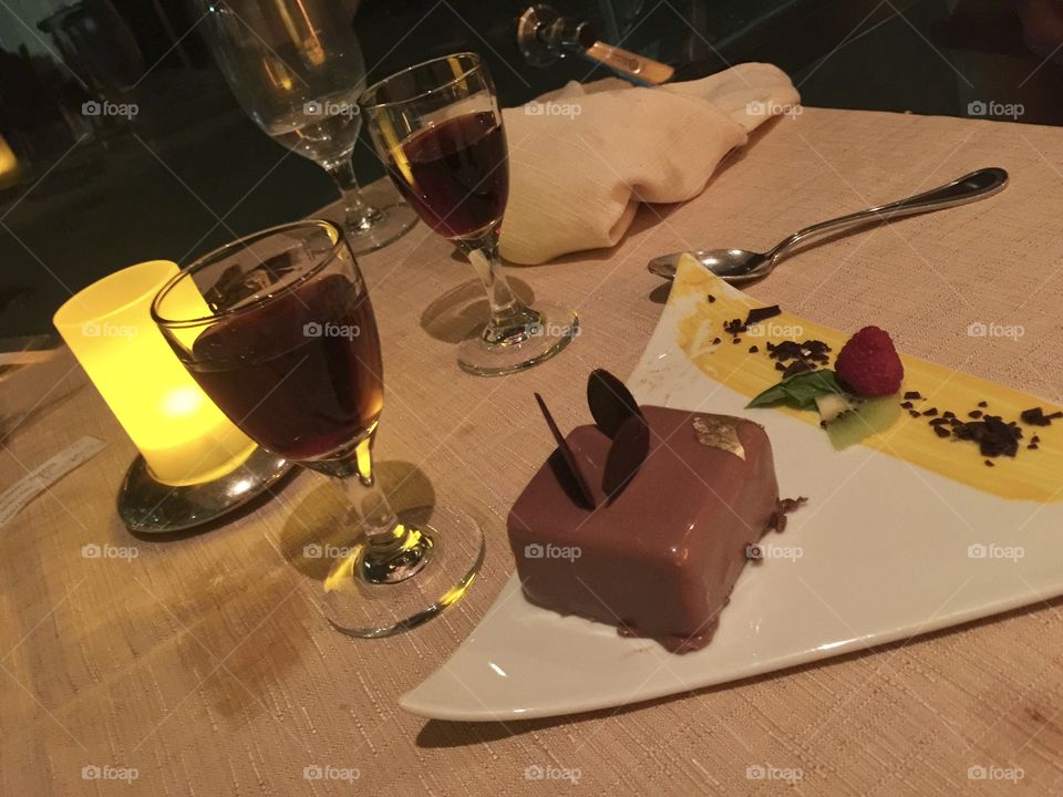 The ending dessert after a romantic dinner for two