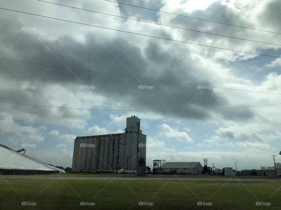 Grain elevator in small Kansas town