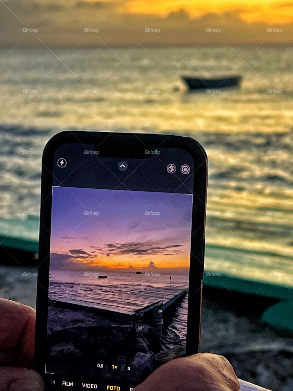 Sunset on phone