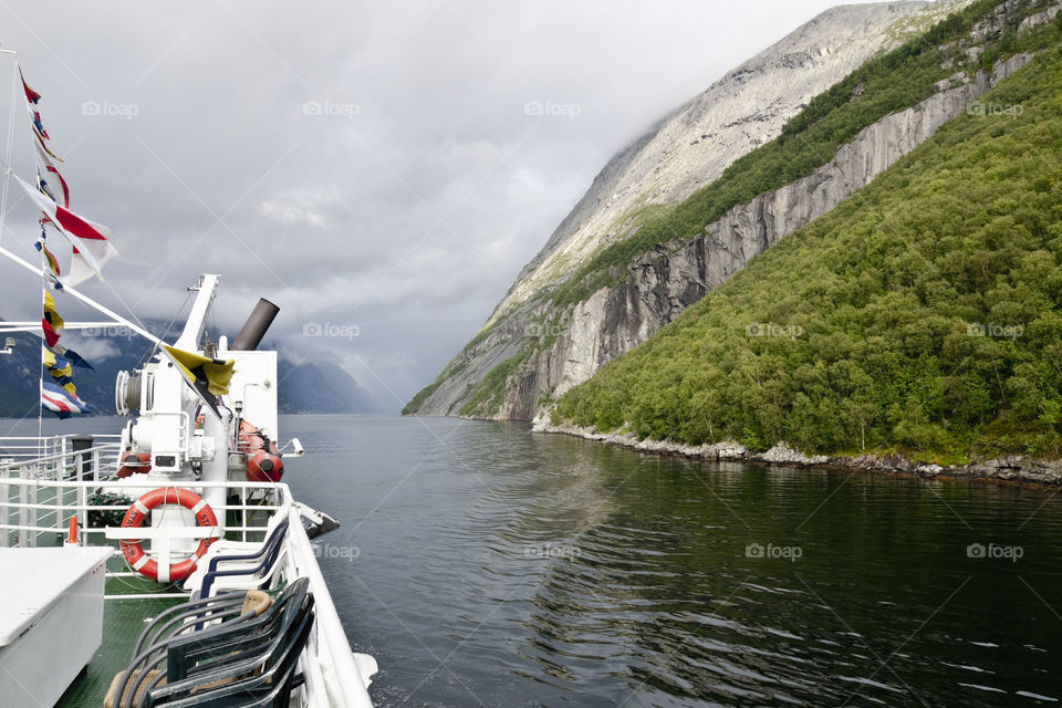 Travel on the ferry on Lysefjord. Norway