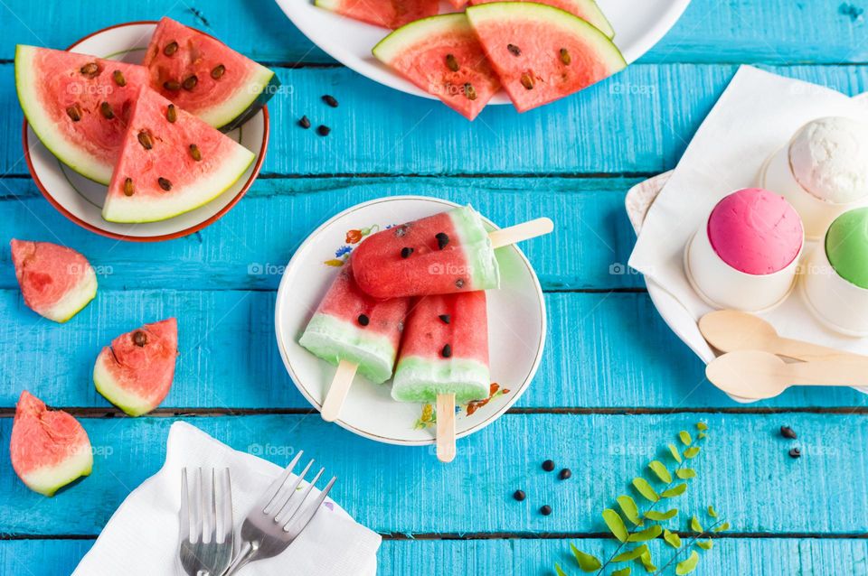 Watermelon popsicles.