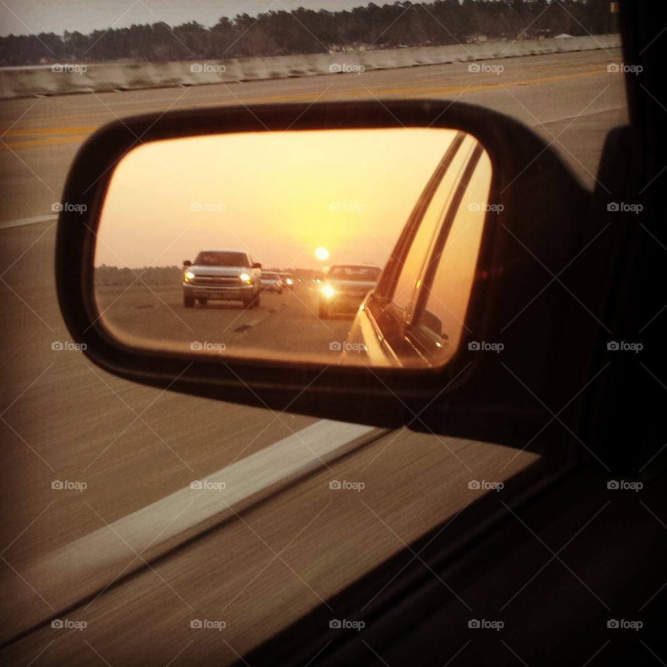 Sunset in the rear view