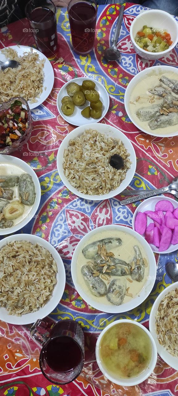 A picture of my favorite food is zucchini stuffed with minced meat and cooked in milk with rice and delicious appetizers