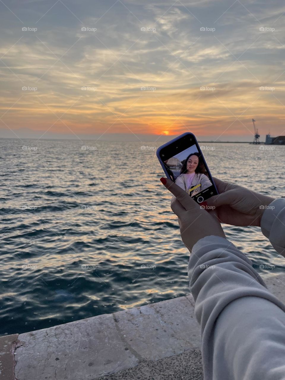 Taking photo at the sunset 