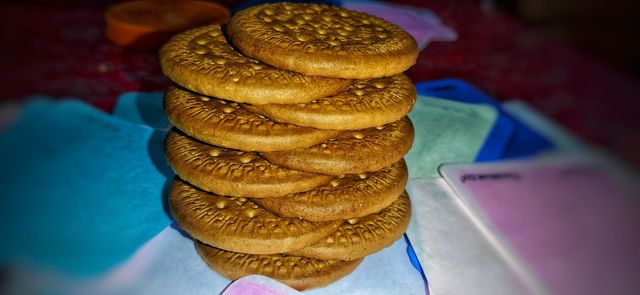 delicious cookies arranged one on another