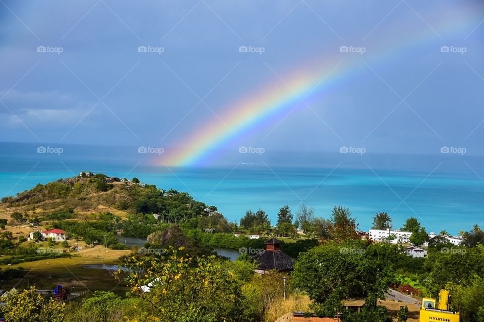 Rainbow over the ocean in Antigua 
