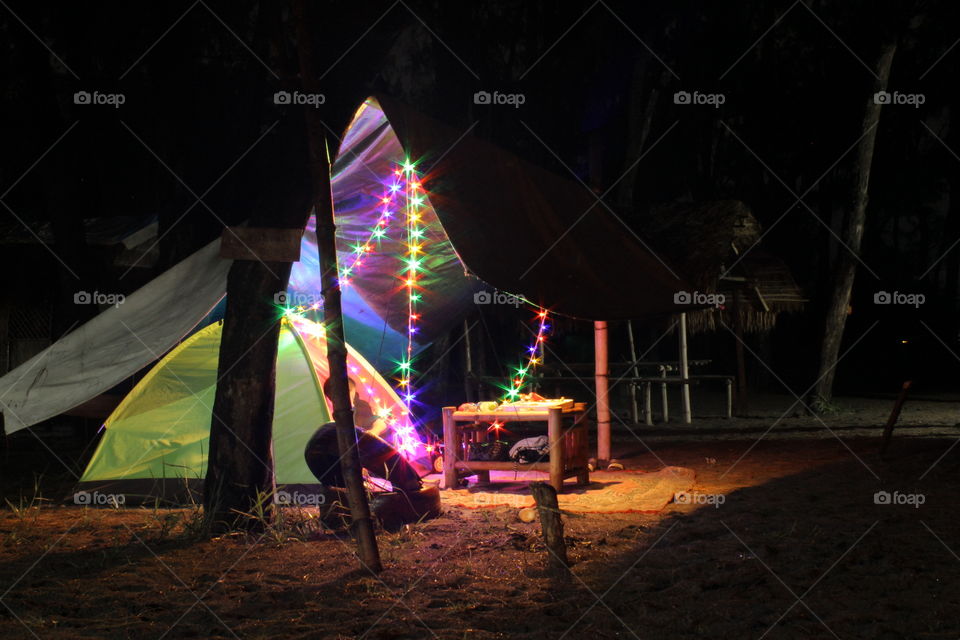 Night lights camping