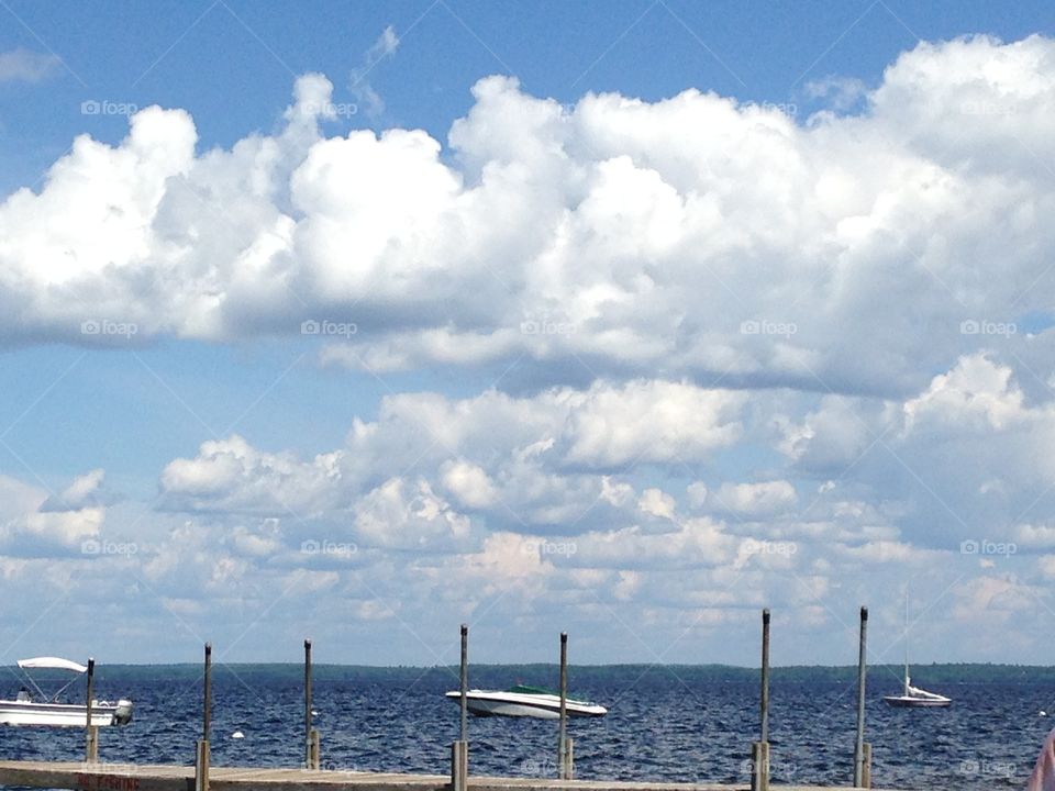 Sebago Lake. Clouds and water at Sebago Lake Maine