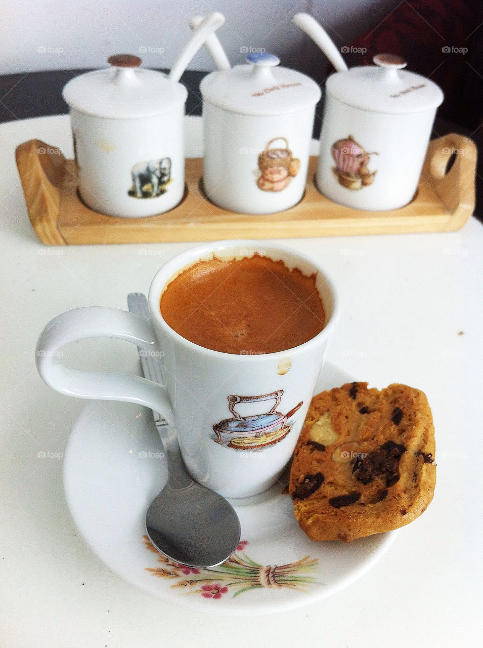 cookies tea spoon cup of coffee break by fotoposition
