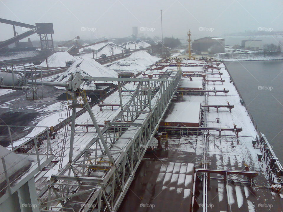 # Self unloader ship# winter time# snow# Narvik# Norway#