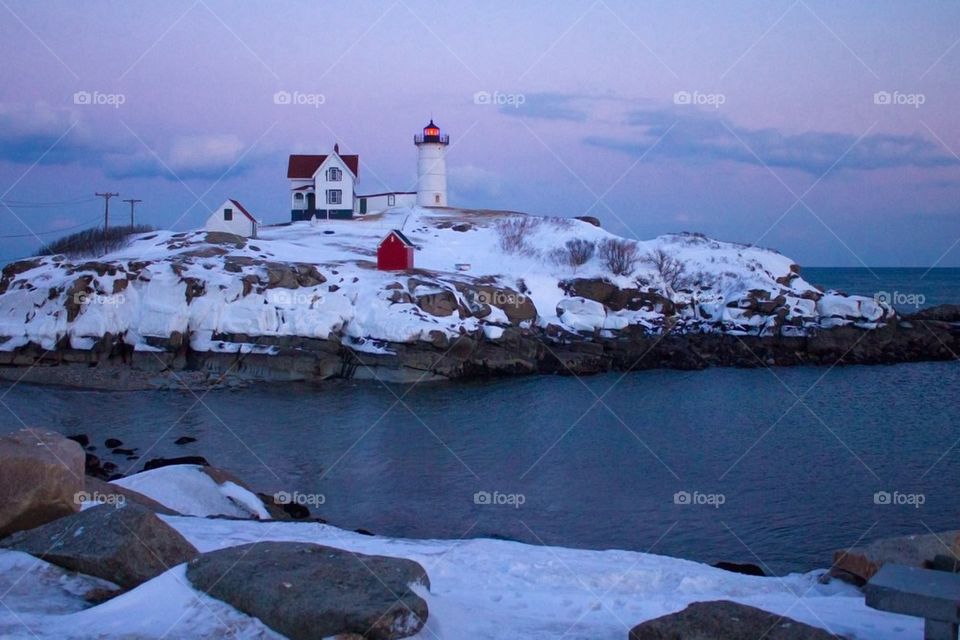 Cape Neddick "Nubble" Lighthouse at sunset