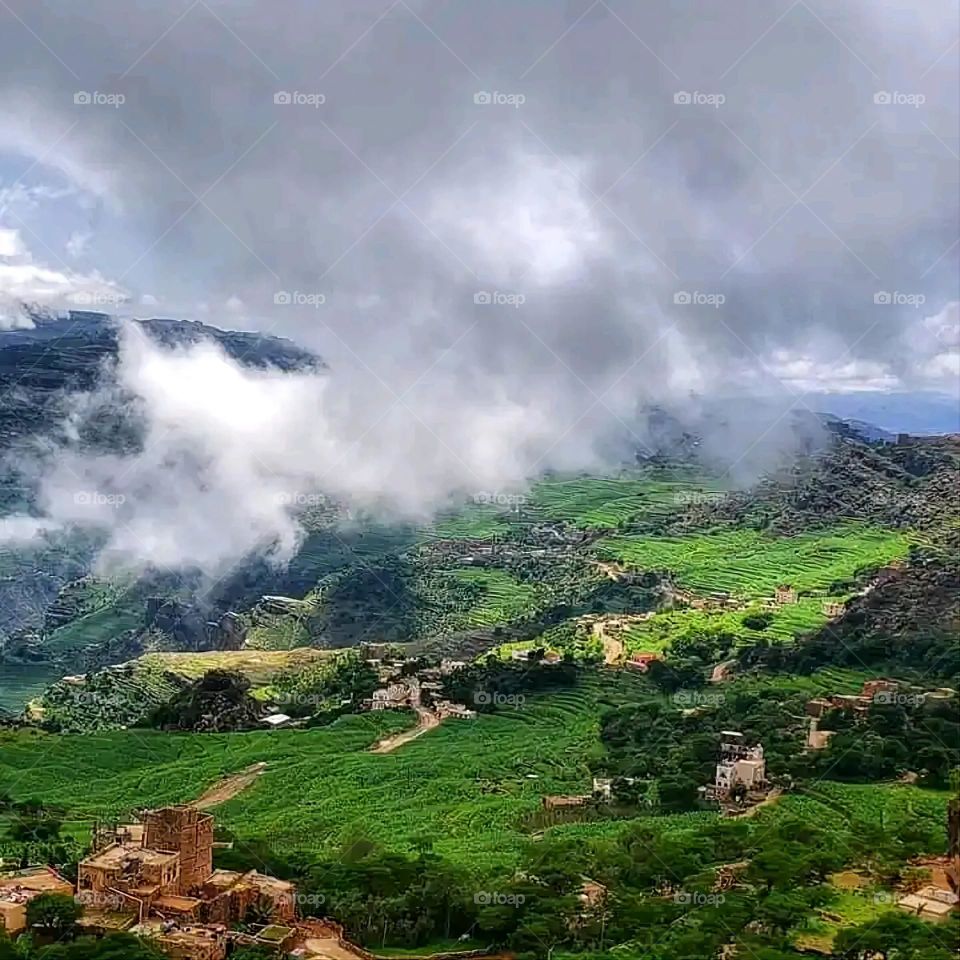 Glory be to God, the magnificent and picturesque view and the natural green trees are a view that is nothing more wonderful than it