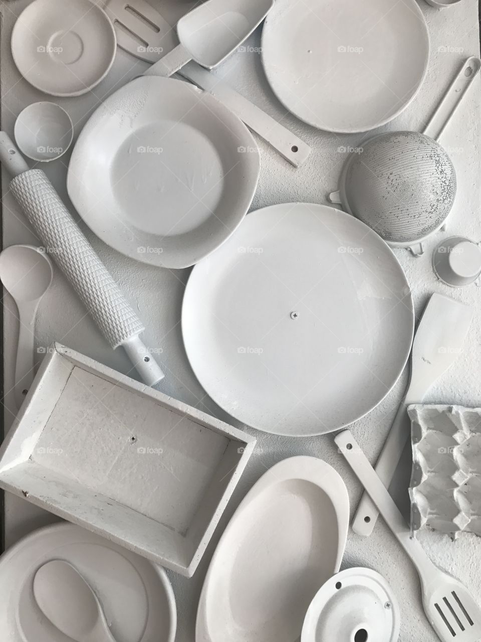 White on white kitchen utensils