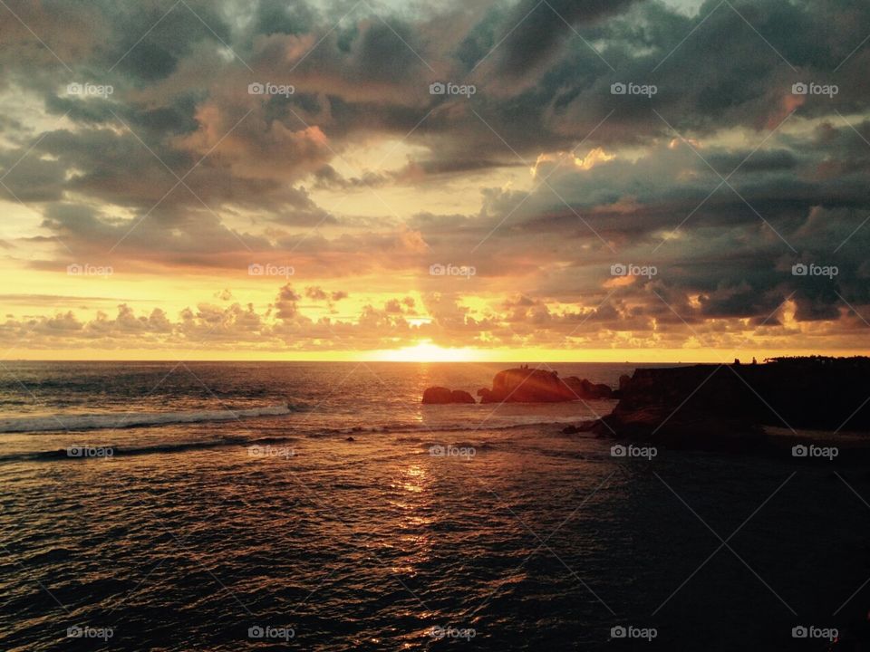 Sunset view from Galle Fort, Sri Lanka . Beauty of Indian Ocean 