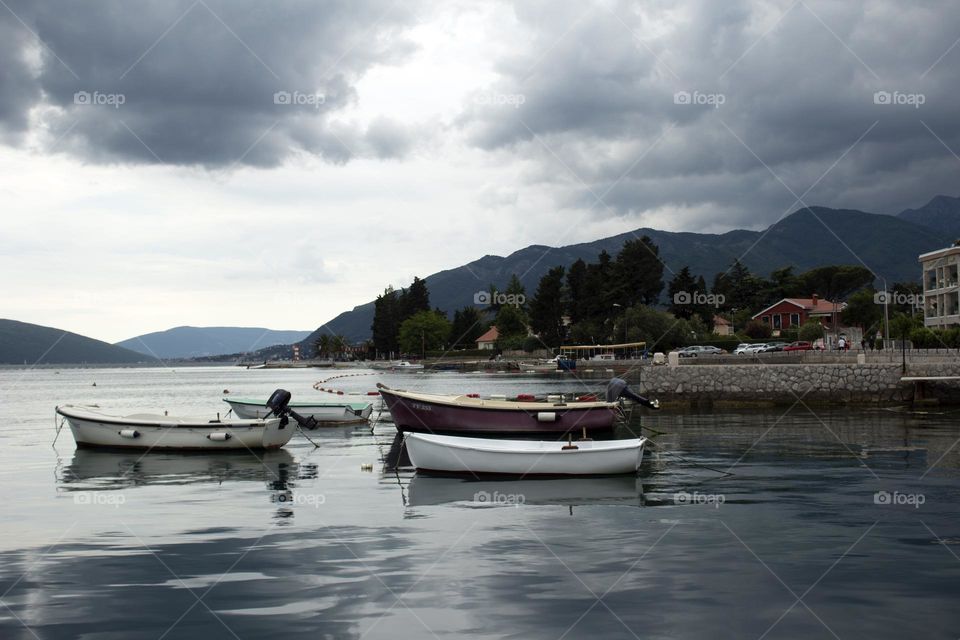 Garbor. Cloudy weather, mountains, grey and white colors