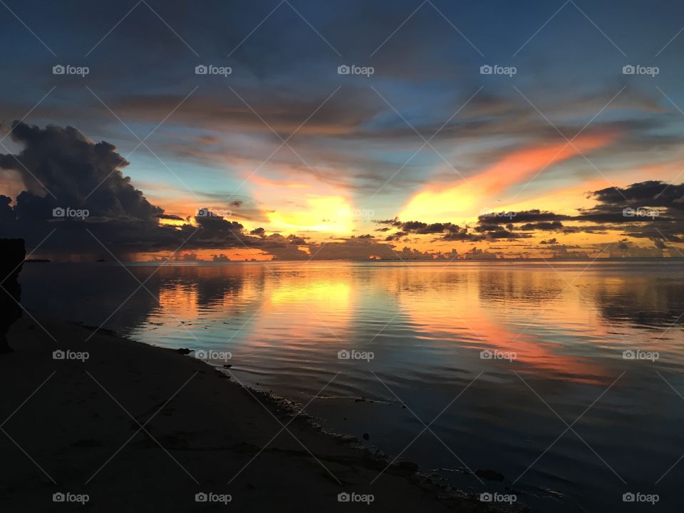 Sunset over the ocean on Saipan - CNMI. 