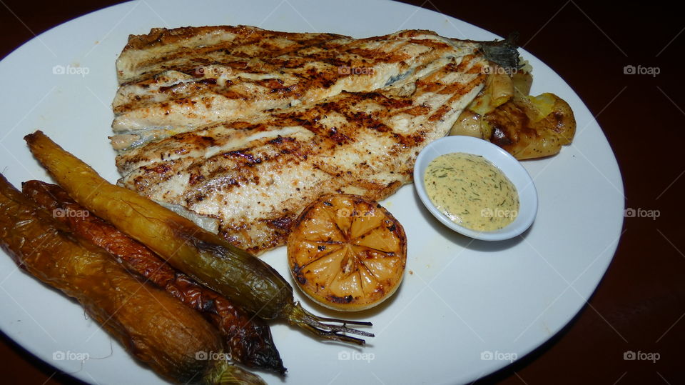 trout dinner at Season's 52 restaurant in Fort Lauderdale, Florida