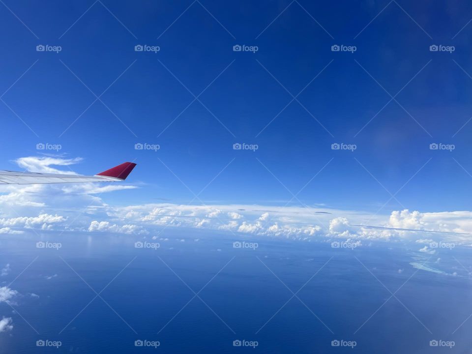 Sky: A beautiful day in Maldives. Excellent weather for traveling.