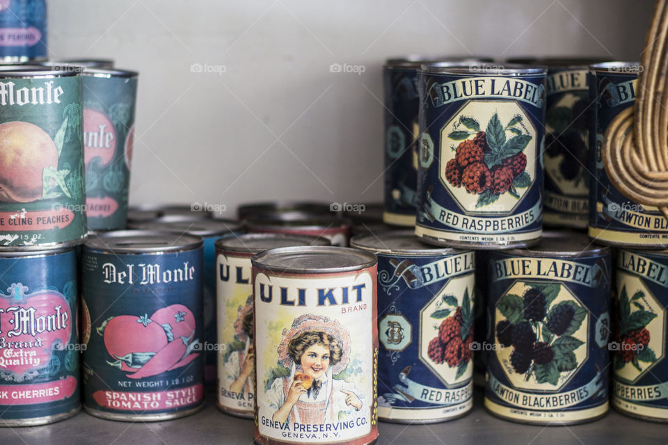 canned goods. vintage cans