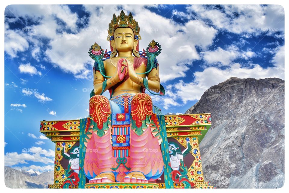 The calm n splendour of the Maitreya buddha, Nubra