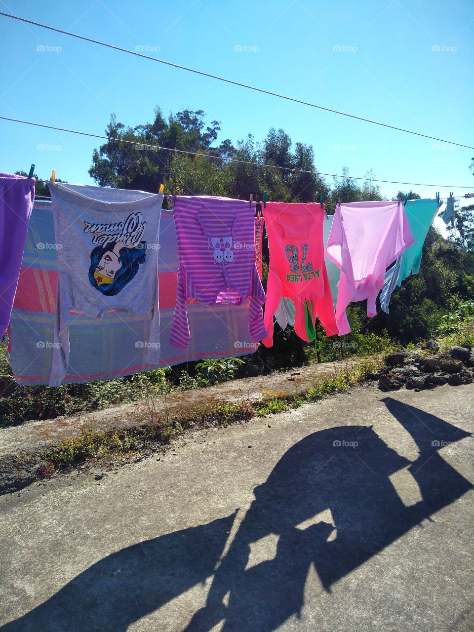Hanging clothes in nature