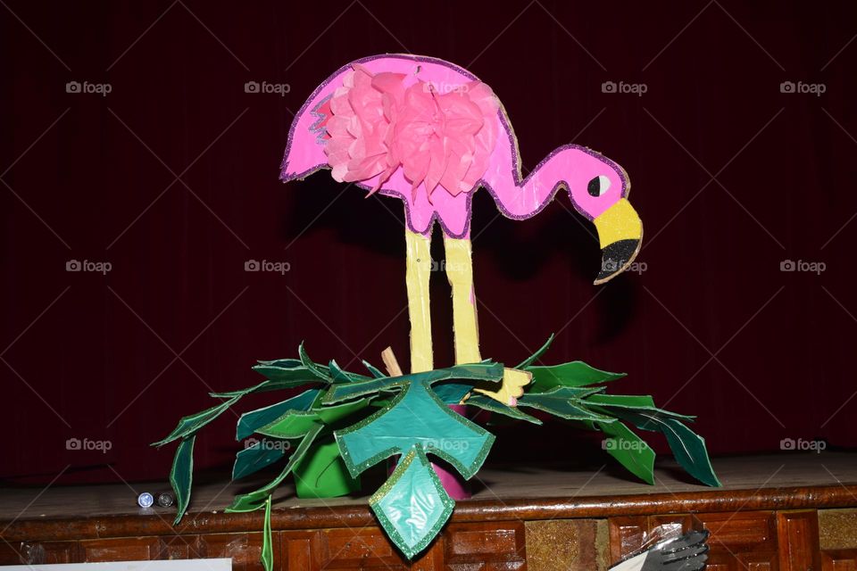 flamingo on the trees leafs glitter craft work