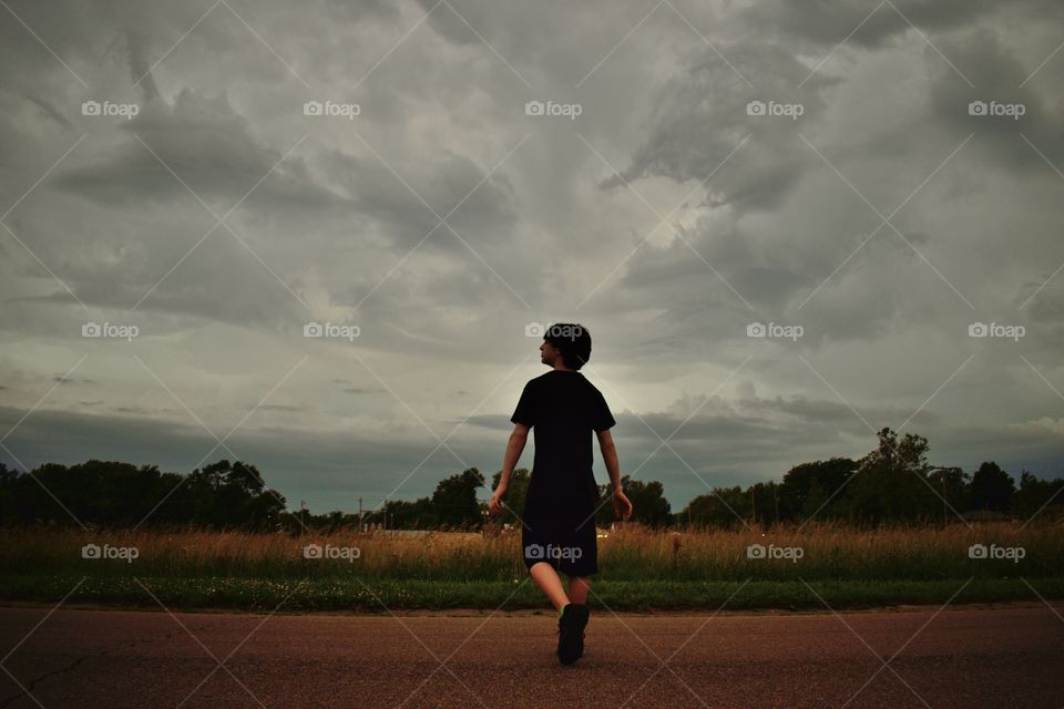 Thomas looking at the storm clouds