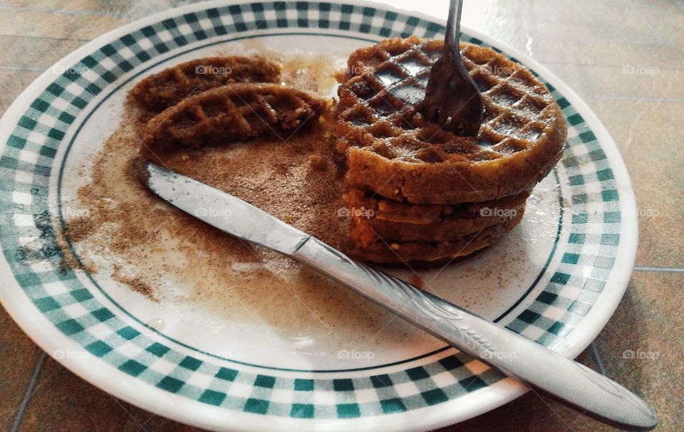 Nutrition at its finest. Delicious ancient grain waffles..devoured by the photographer. ;)