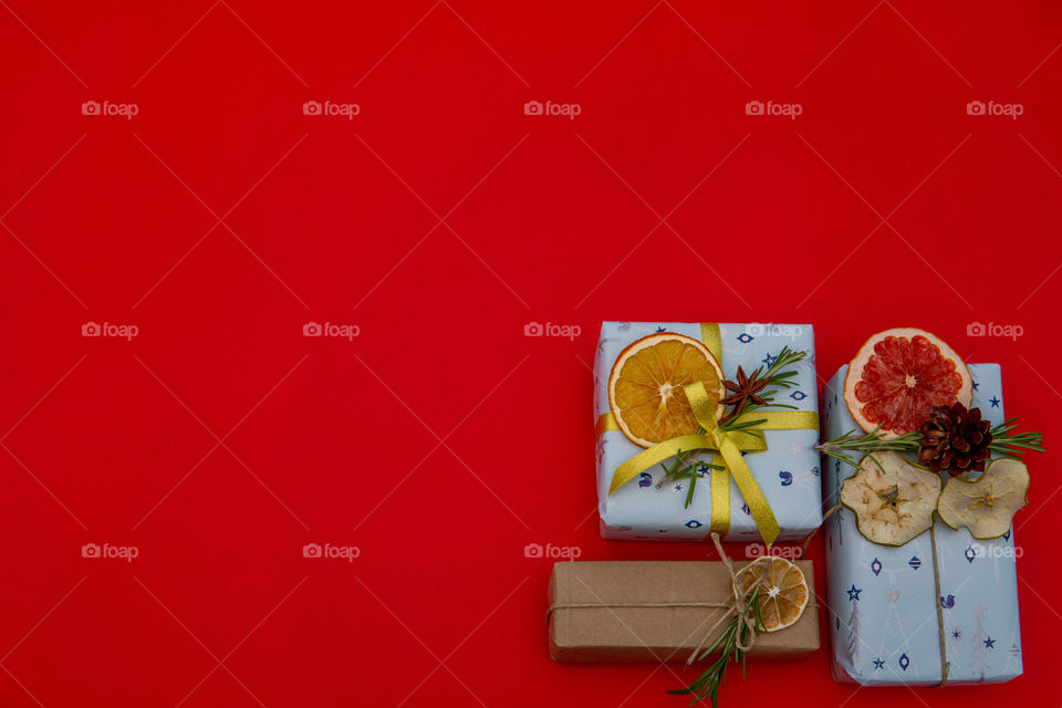 Christmas presents in corner