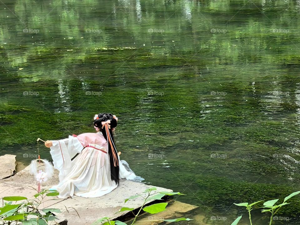 Playing by the water's edge