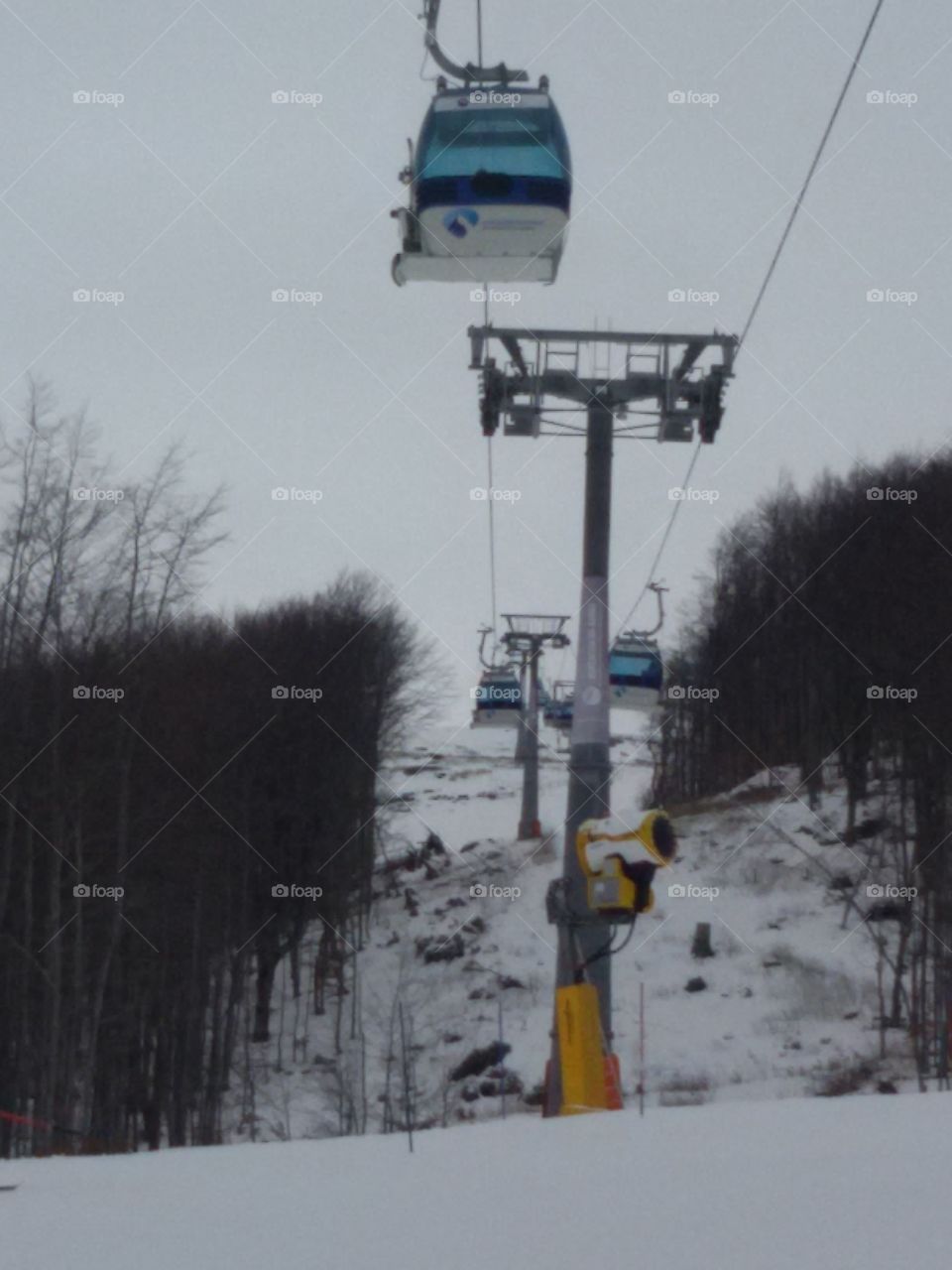 ski lift in winter time on a mountain