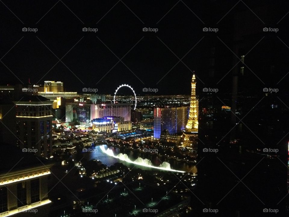 Vegas view. Vegas at night
