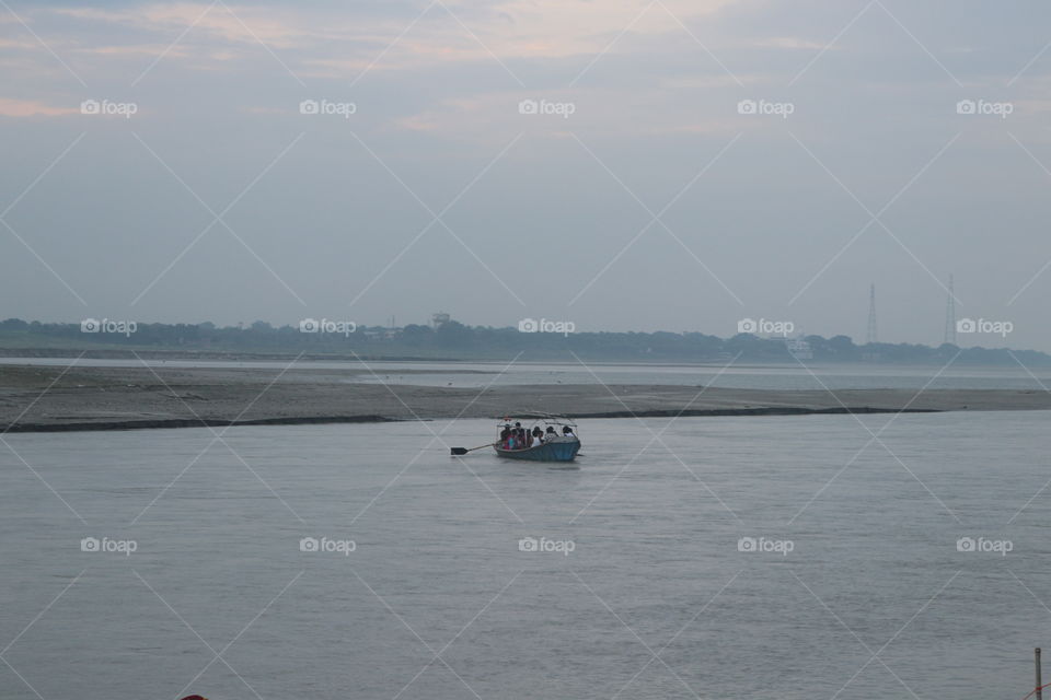a boat in ganga river allhabaad in India....