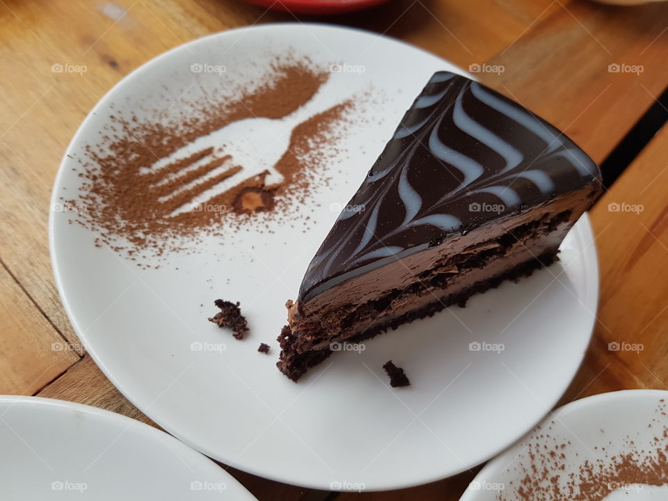 chocolatey cake on plate