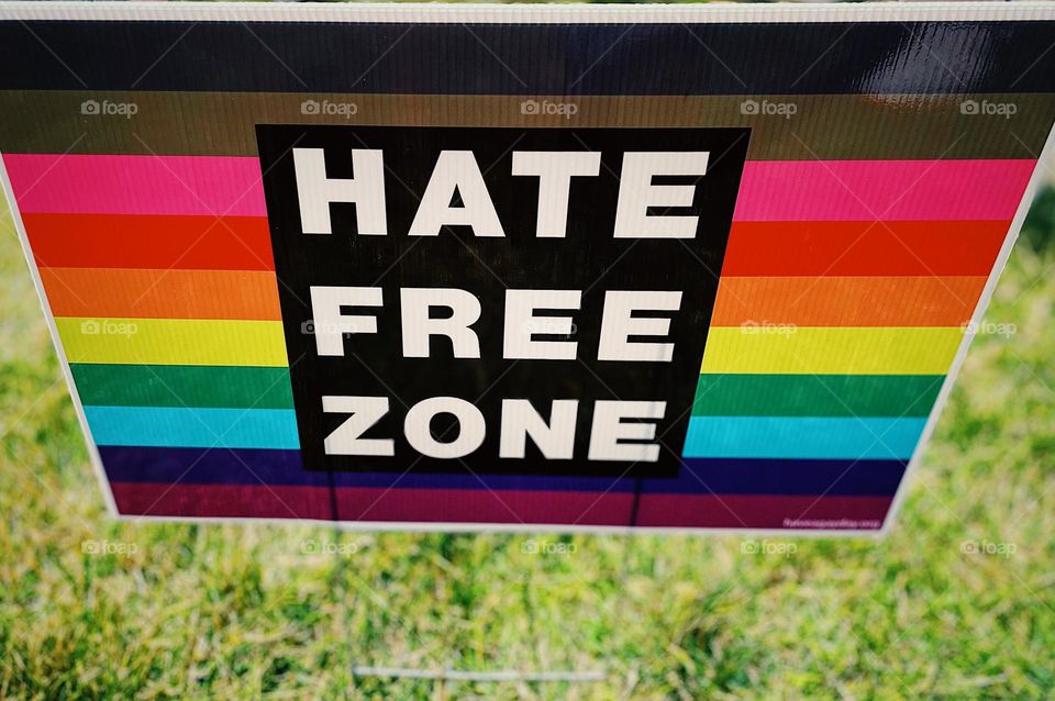 Rainbow sign for pride, hate free zone rainbow sign, Pride colors for outdoor decoration, hate free zone sign, love not hate, Pride 2023