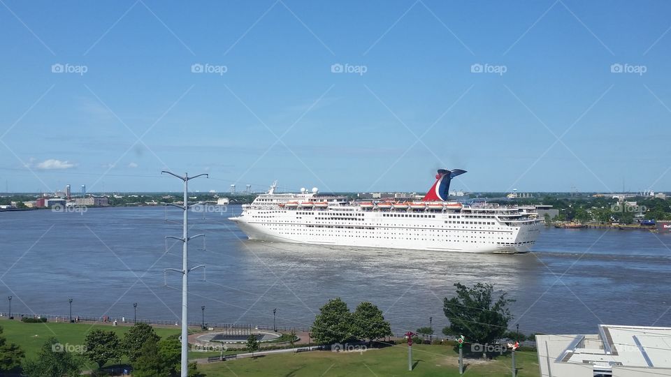 Cruising on the Mississippi. Taken from my hotel on the Mississippi River in New Orleans