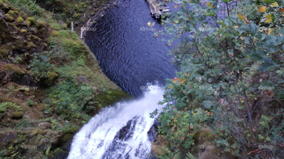 View of waterfall from above.