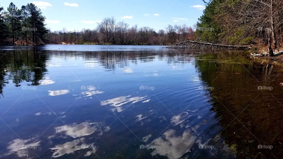 sky reflected on lake