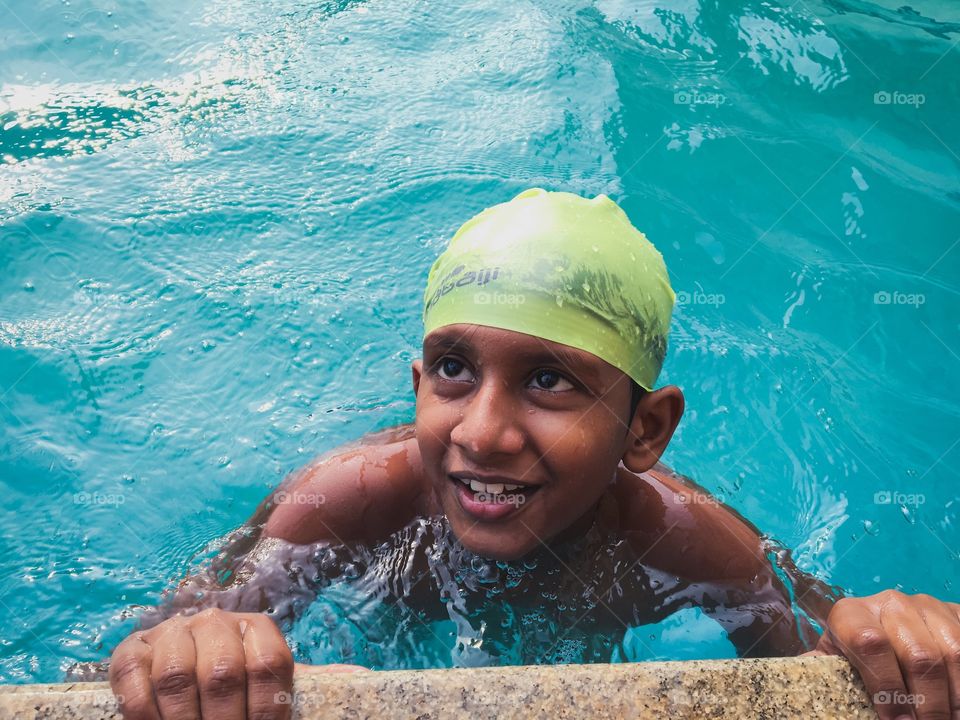 Happy and curious to learn swimming 