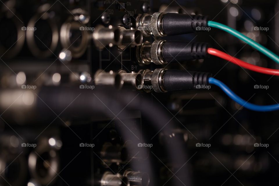 Close-up of wires plugged in