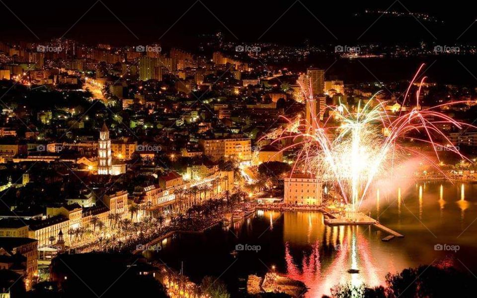 Split city from croatia fireworks