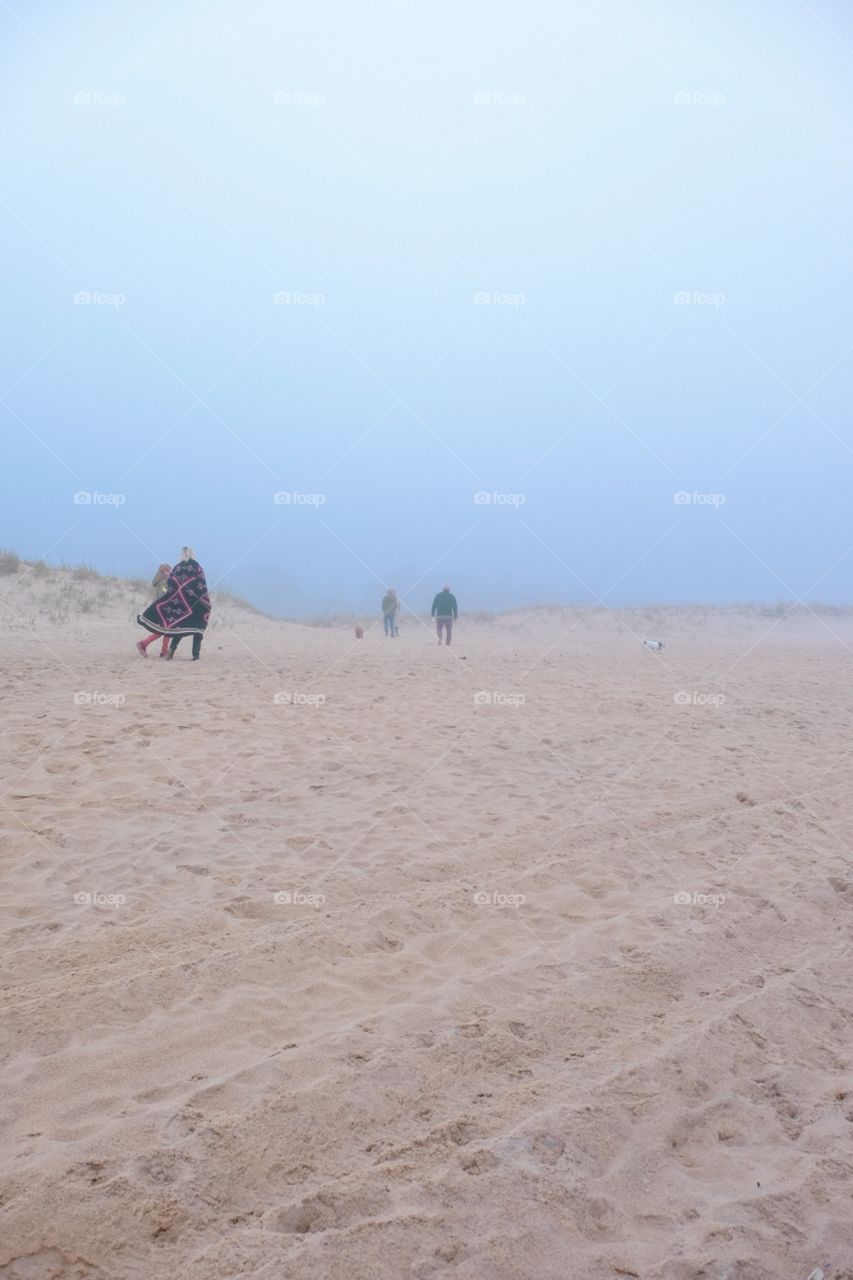 Family Walking On The Beach, Hamptons Beach Photography, Lifestyle Photograph, Family Time With Dog On A Beach, New York Beach Landscape 