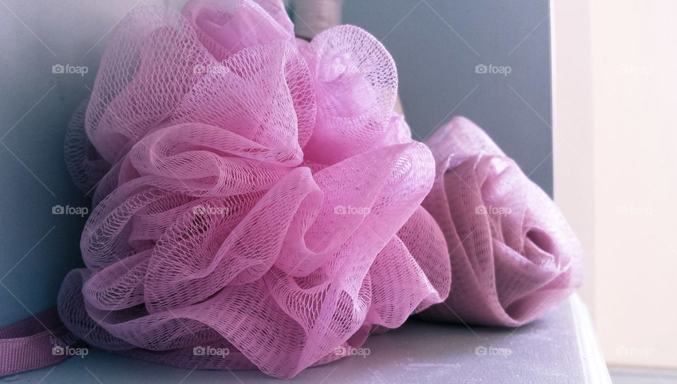 Pink bathing sponge