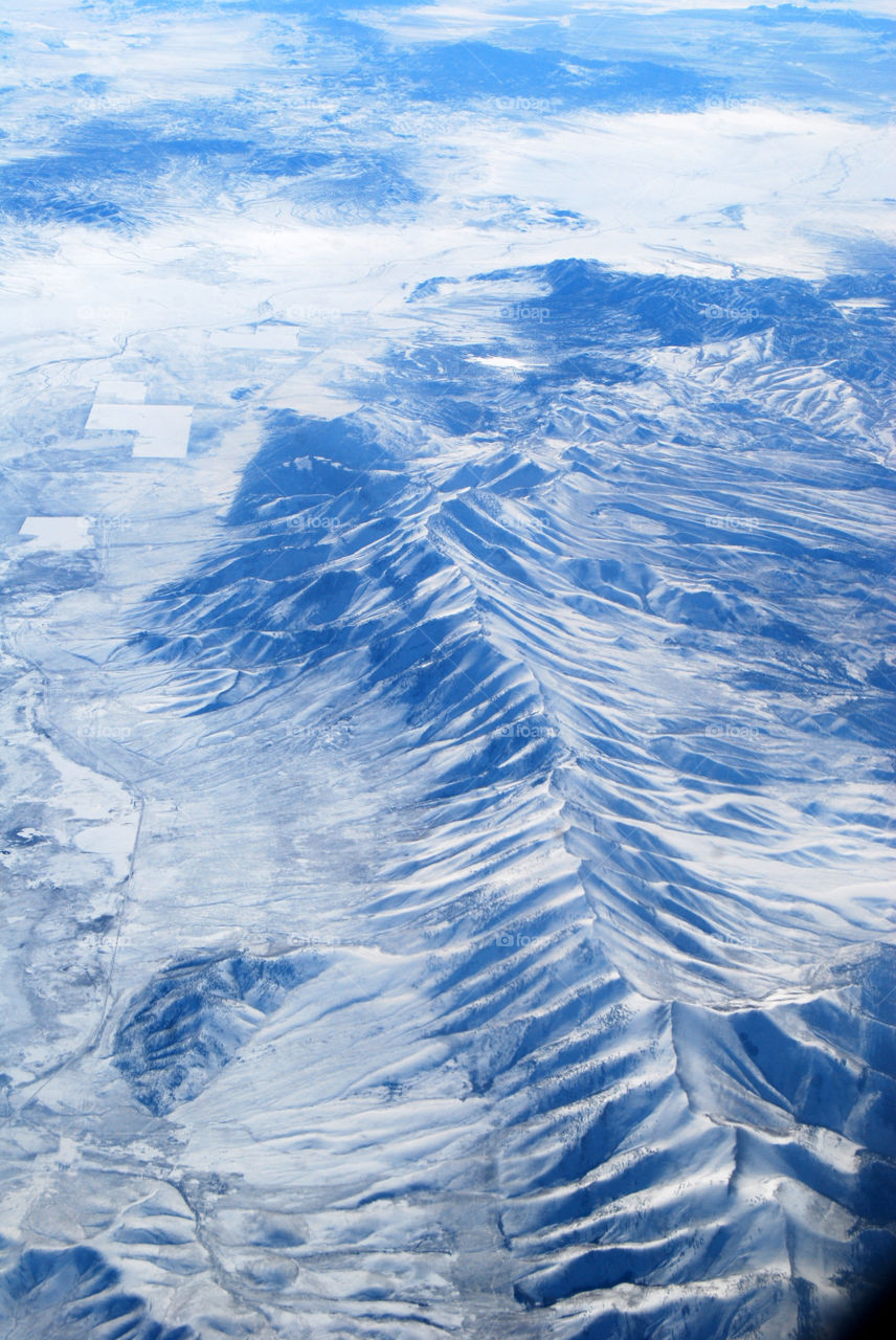 Snow mountain from above