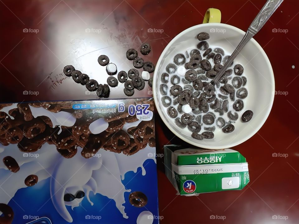chocolate cereal for snacks. with milk on it, it taste so good.