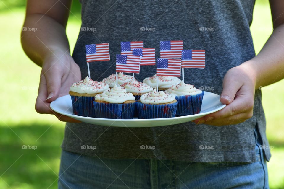 Flag on cupcakes