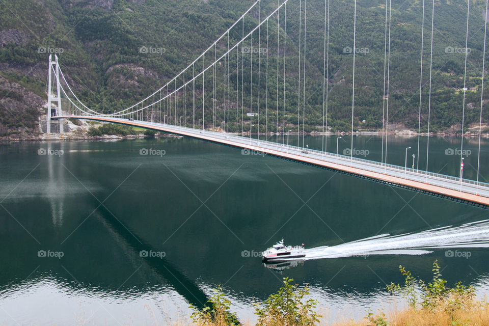 Suspension bridge across the Hardanger fjord